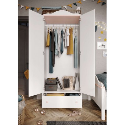 Szafa LUNA LN-012d biały/różowy