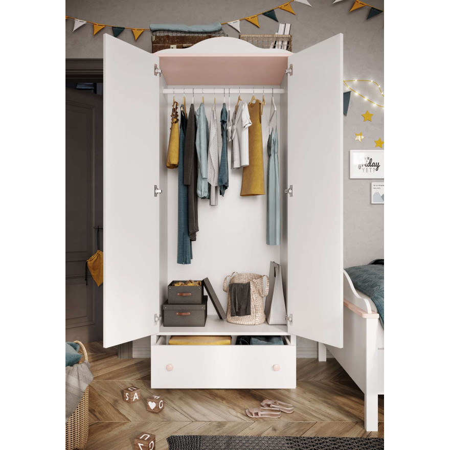 Szafa LUNA LN-012d biały/różowy