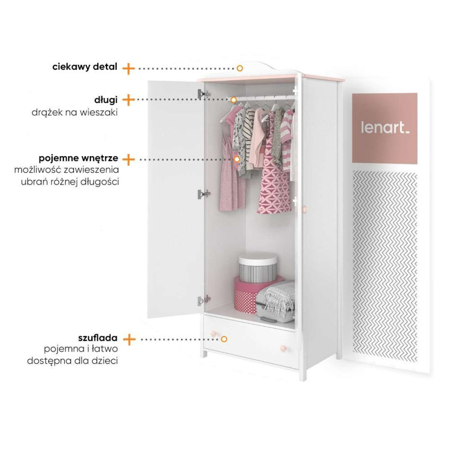 Szafa LUNA LN-012d biały/różowy