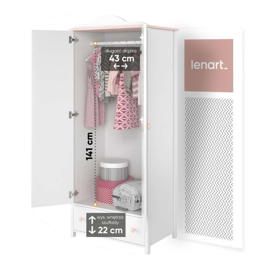 Szafa LUNA LN-012d biały/różowy