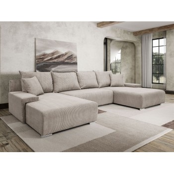 Narożnik tapicerowany LAVIO U z funkcją spania i pojemnikiem na pościel