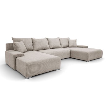 Narożnik tapicerowany LAVIO U z funkcją spania i pojemnikiem na pościel