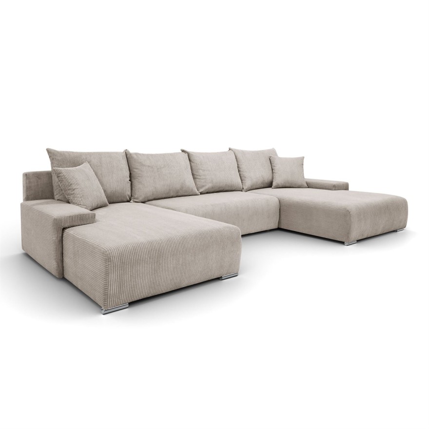 Narożnik tapicerowany LAVIO U z funkcją spania i pojemnikiem na pościel