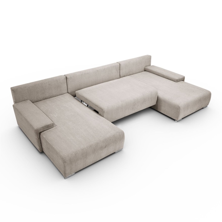 Narożnik tapicerowany LAVIO U z funkcją spania i pojemnikiem na pościel