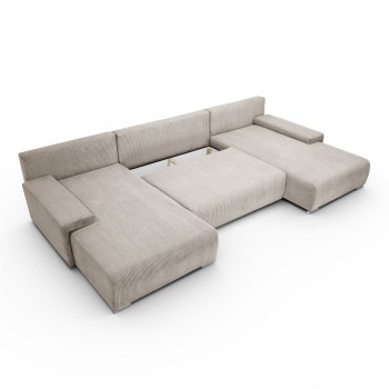 Narożnik tapicerowany LAVIO U z funkcją spania i pojemnikiem na pościel