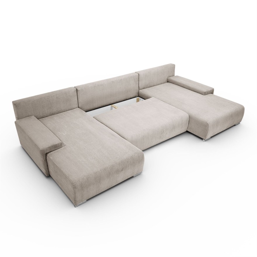 Narożnik tapicerowany LAVIO U z funkcją spania i pojemnikiem na pościel