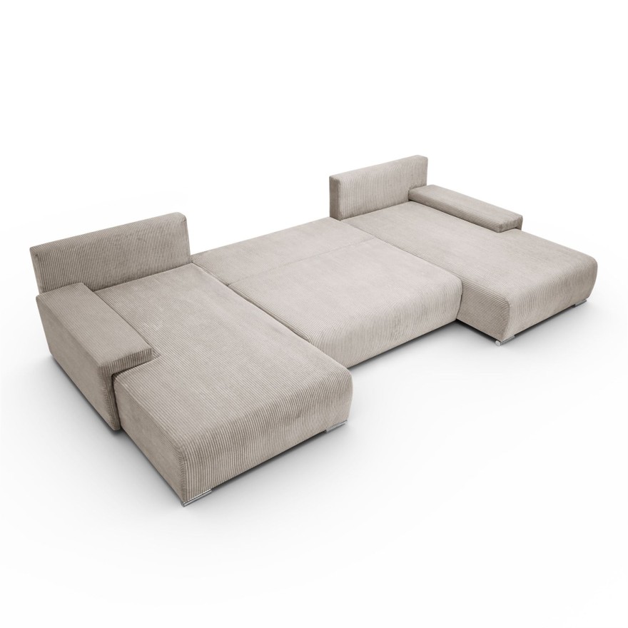 Narożnik tapicerowany LAVIO U z funkcją spania i pojemnikiem na pościel