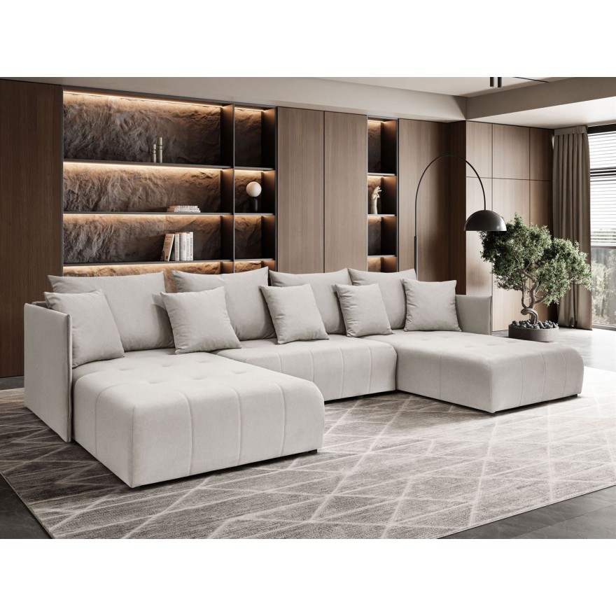 Narożnik tapicerowany APOLLO U z funkcją spania i pojemnikiem na pościel