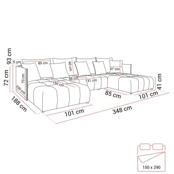 Narożnik tapicerowany APOLLO U z funkcją spania i pojemnikiem na pościel