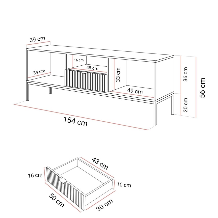 Szafka RTV pod telewizor CORTADO RTV154
