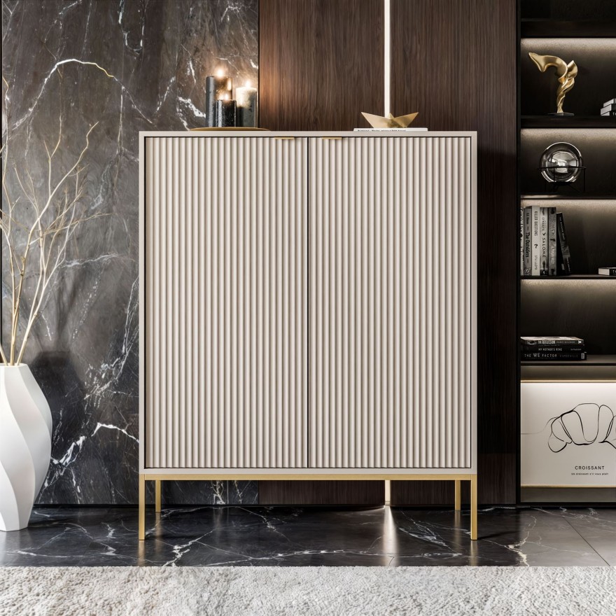 Komoda wysoka CORTADO GOLD K104 dwudrzwiowa