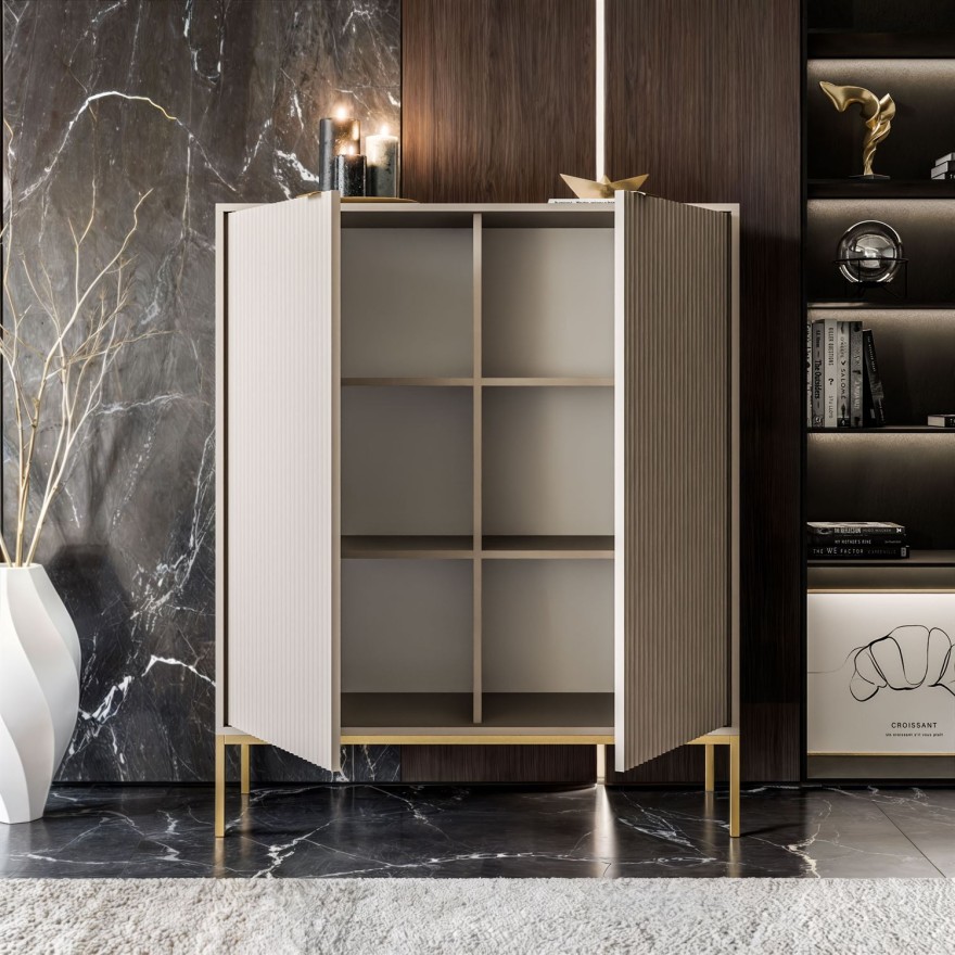 Komoda wysoka CORTADO GOLD K104 dwudrzwiowa