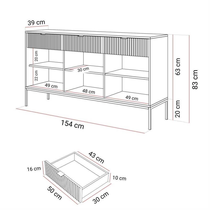 Komoda CORTADO GOLD KSZ154 z szufladami 154 cm