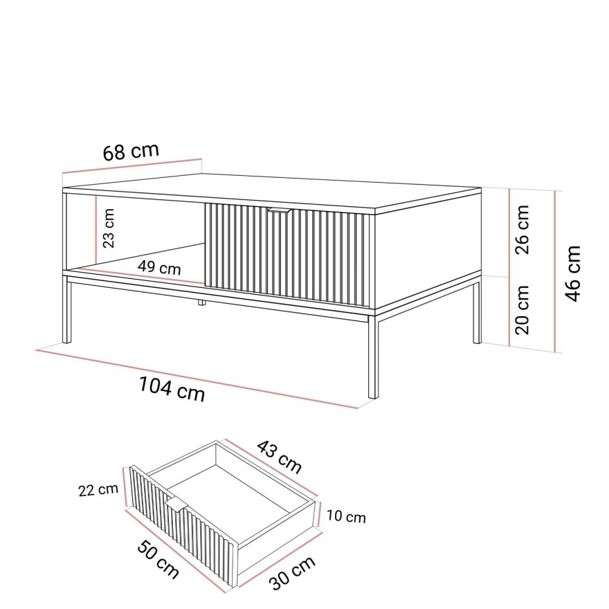 Ława CORTADO GOLD L-104 z szufladą