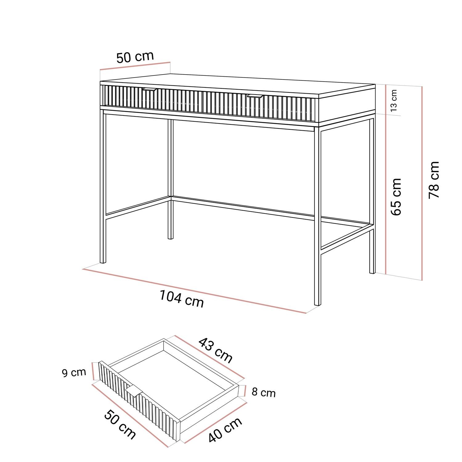 Toaletka z lustrem CORTADO GOLD T104