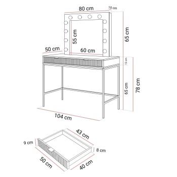 Toaletka z lustrem CORTADO GOLD T104