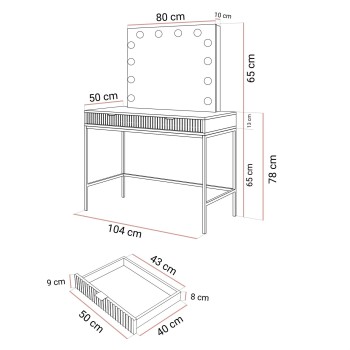 Toaletka z lustrem CORTADO ELITE GOLD