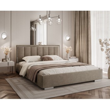 Łóżko tapicerowane AURELIA SILVER z pojemnikiem i metalowym stelażem