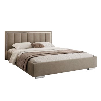 Łóżko tapicerowane AURELIA SILVER z pojemnikiem i metalowym stelażem