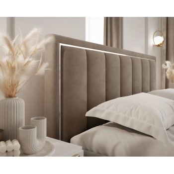 Łóżko tapicerowane AURELIA SILVER z pojemnikiem i metalowym stelażem