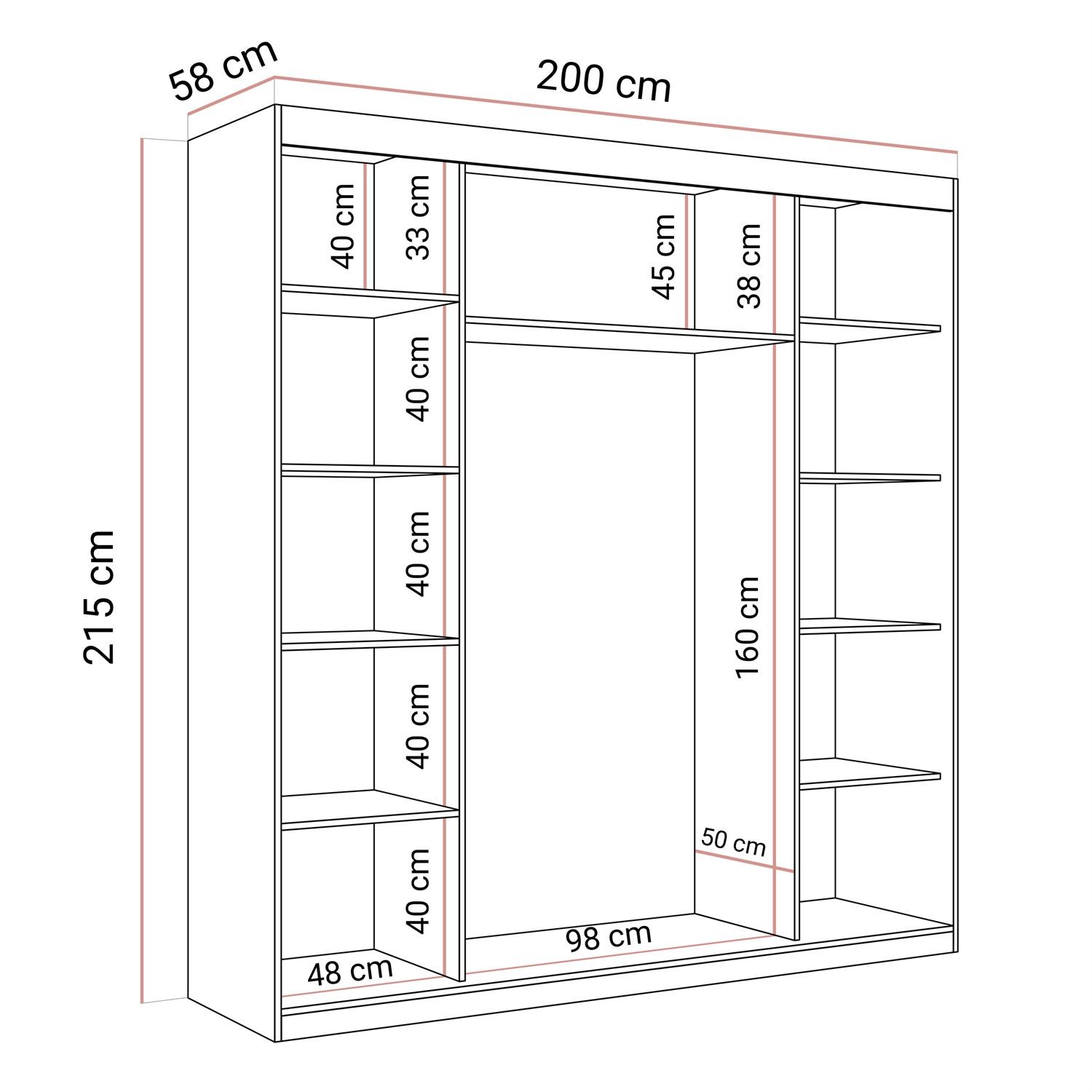 Szafa przesuwna AURIS 200cm