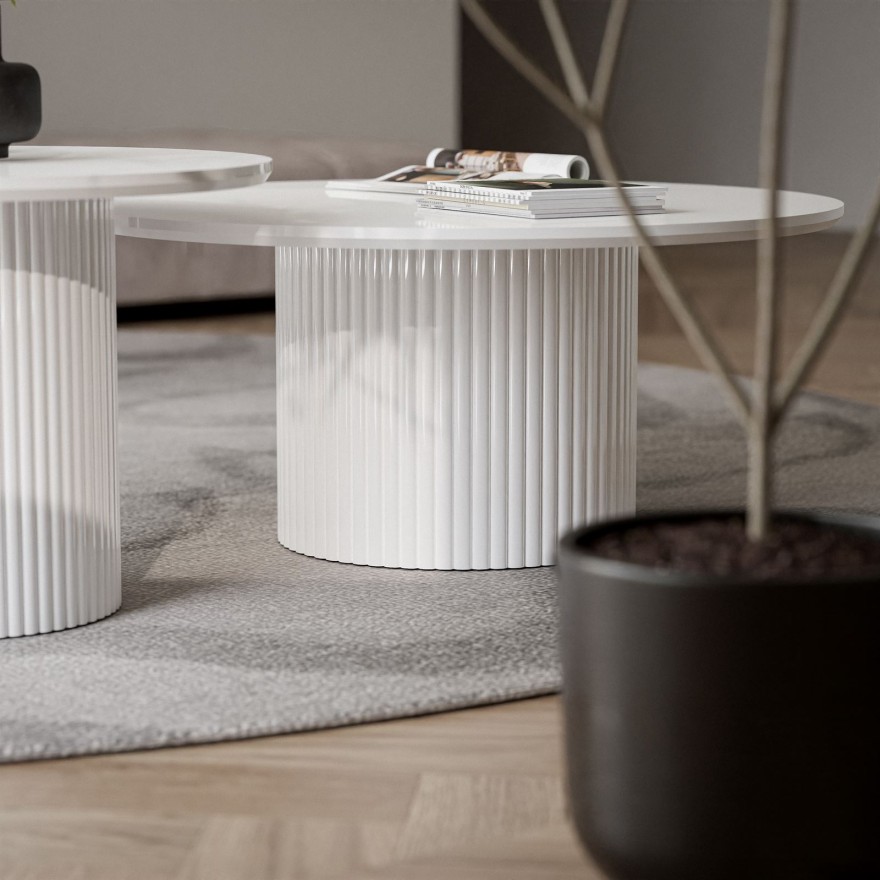 Zestaw Stolików OVI z ryflowaną podstawą