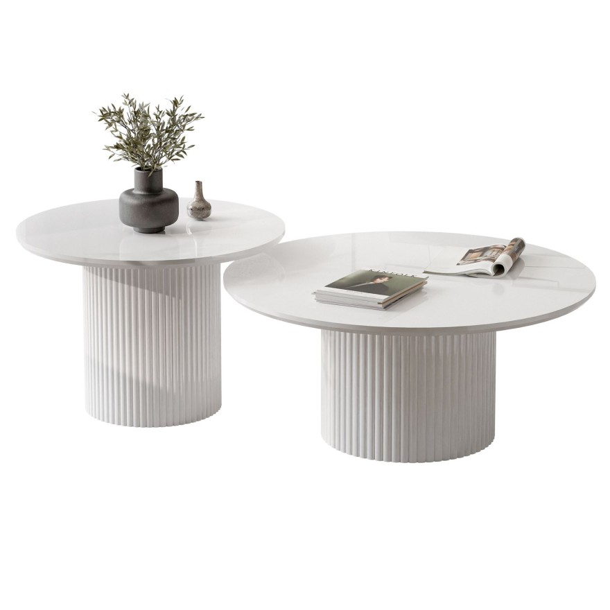 Zestaw Stolików OVI z ryflowaną podstawą