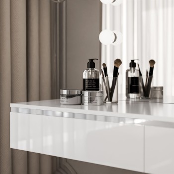 Toaletka kosmetyczna AURORA SILVER ELITE wisząca z lustrem biały połysk