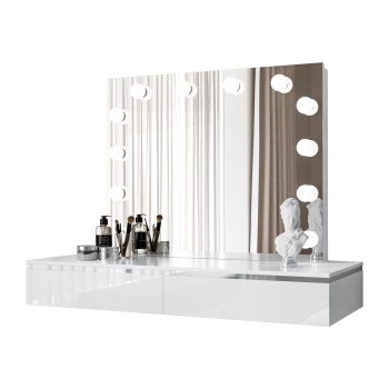 Toaletka kosmetyczna AURORA SILVER ELITE wisząca z lustrem biały połysk