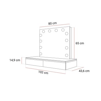 Toaletka kosmetyczna AURORA SILVER ELITE wisząca z lustrem biały połysk