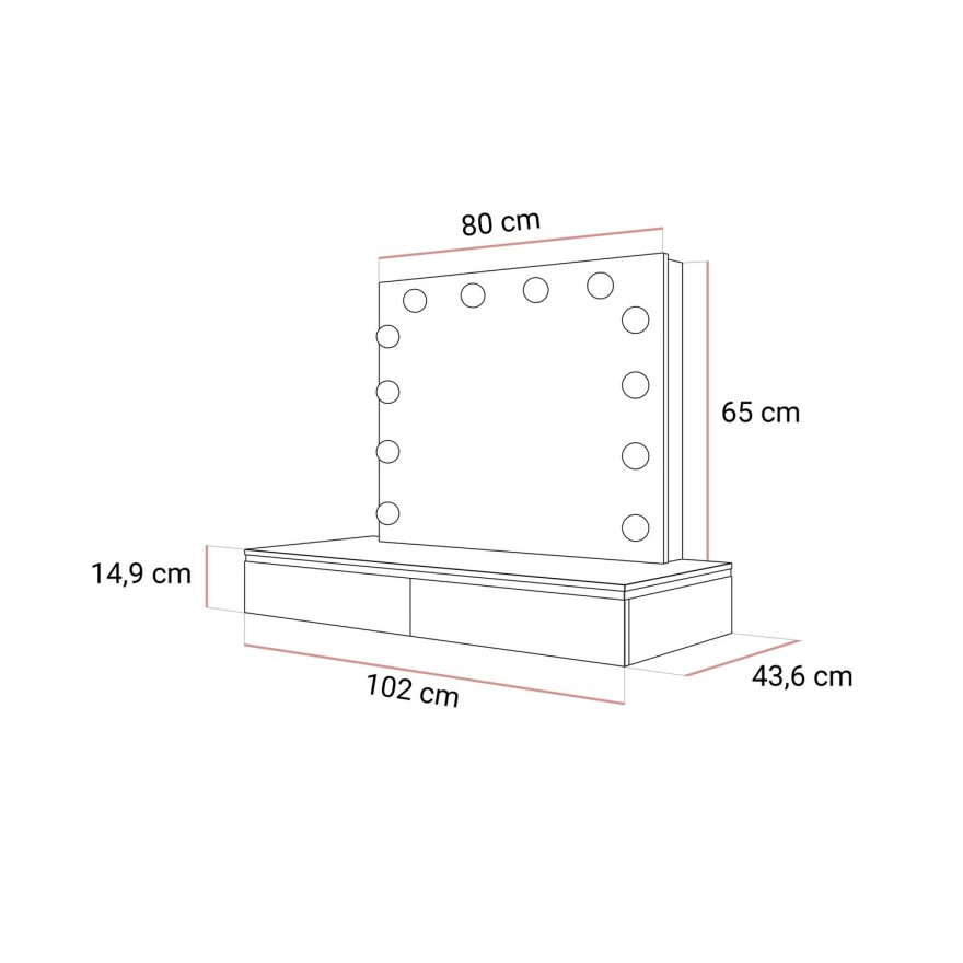 Toaletka kosmetyczna AURORA SILVER ELITE wisząca z lustrem biały połysk