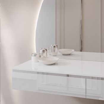 Toaletka kosmetyczna AURORA-Q SILVER wisząca z lustrem biały połysk