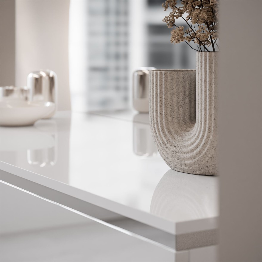 Toaletka kosmetyczna AURORA-Q SILVER wisząca z lustrem biały połysk