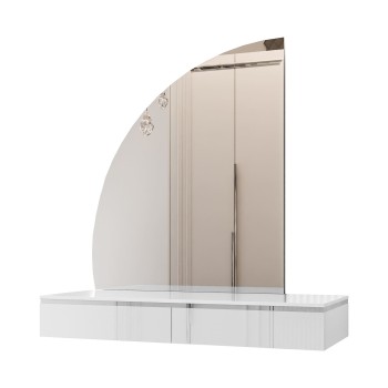 Toaletka kosmetyczna AURORA-Q SILVER wisząca z lustrem biały połysk