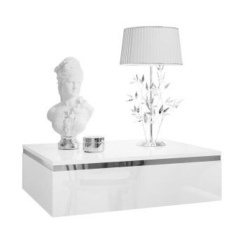 Stolik nocny AURORA SILVER wiszący biały połysk