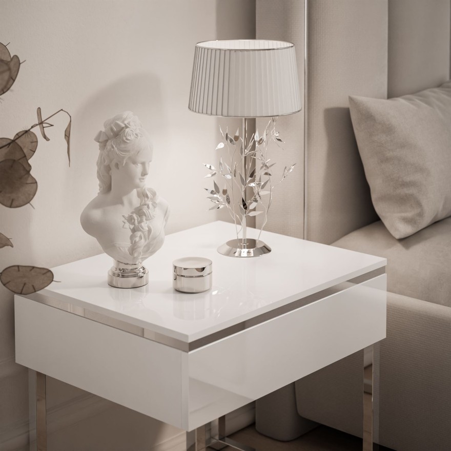 Stolik nocny AURORA SILVER na srebrnym stelażu