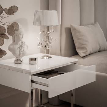 Stolik nocny AURORA SILVER na srebrnym stelażu