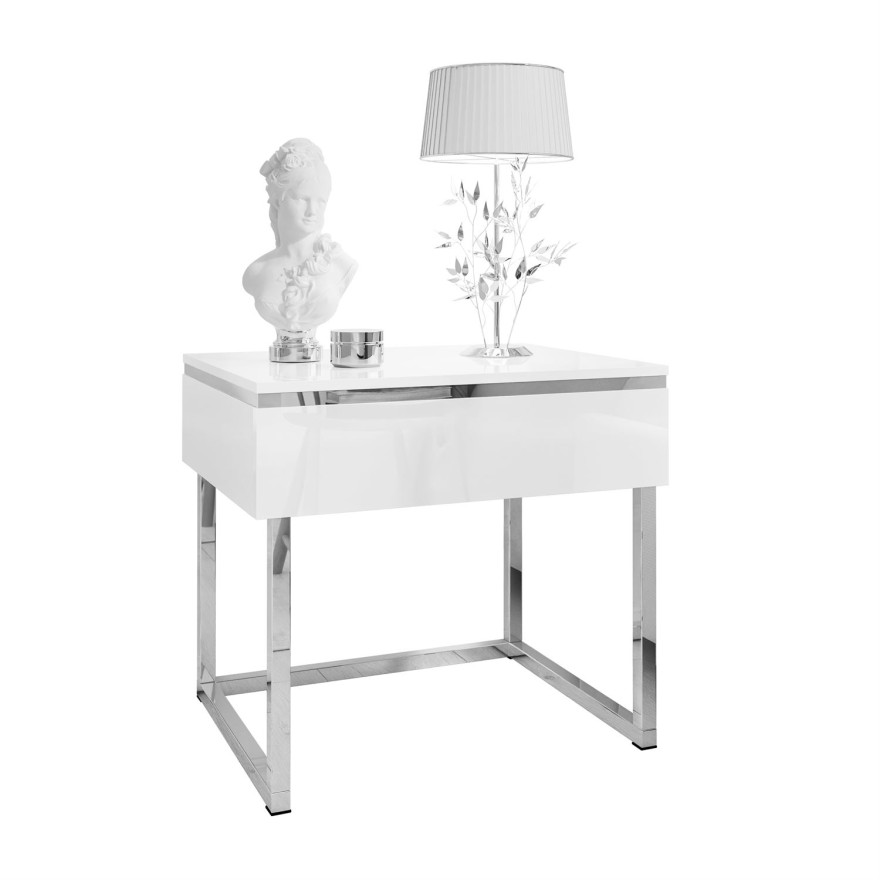 Stolik nocny AURORA SILVER na srebrnym stelażu