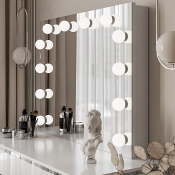 Toaletka kosmetyczna AURORA SILVER ELITE z lustrem biały połysk