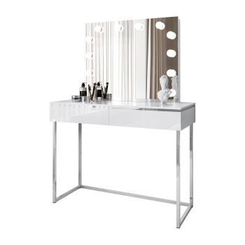 Toaletka kosmetyczna AURORA SILVER ELITE z lustrem biały połysk