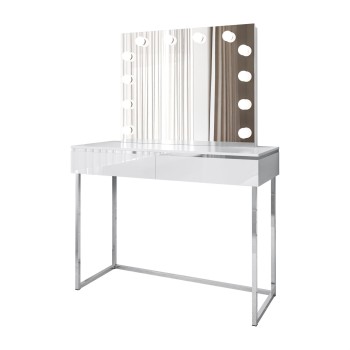 Toaletka kosmetyczna AURORA SILVER ELITE z lustrem biały połysk