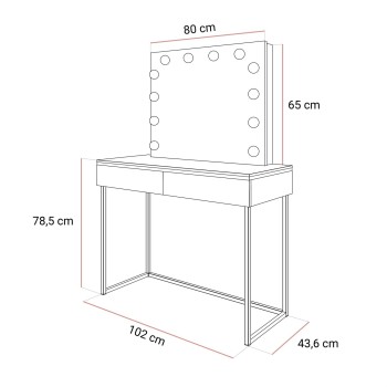 Toaletka kosmetyczna AURORA SILVER ELITE z lustrem biały połysk