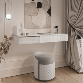 Toaletka kosmetyczna AURORA SILVER wisząca biały połysk