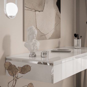 Toaletka kosmetyczna AURORA SILVER wisząca biały połysk