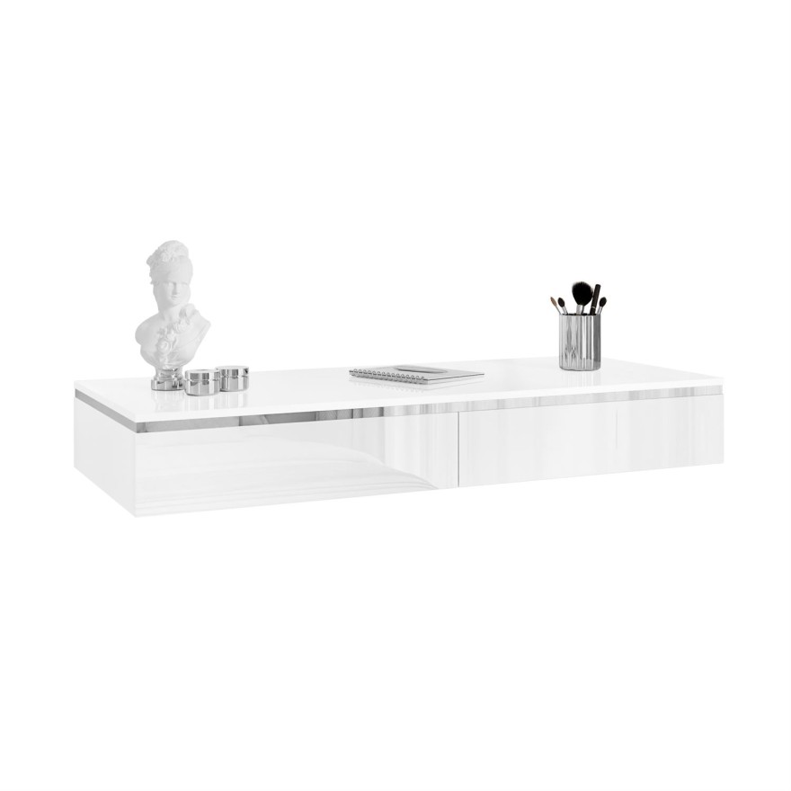 Toaletka kosmetyczna AURORA SILVER wisząca biały połysk