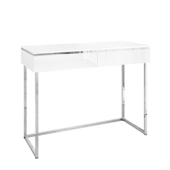 Konsola AURORA SILVER biały połysk na srebrnym stelażu