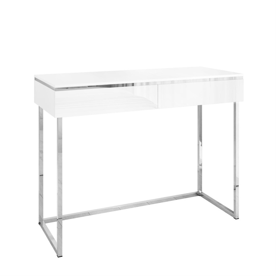 Konsola AURORA SILVER biały połysk na srebrnym stelażu