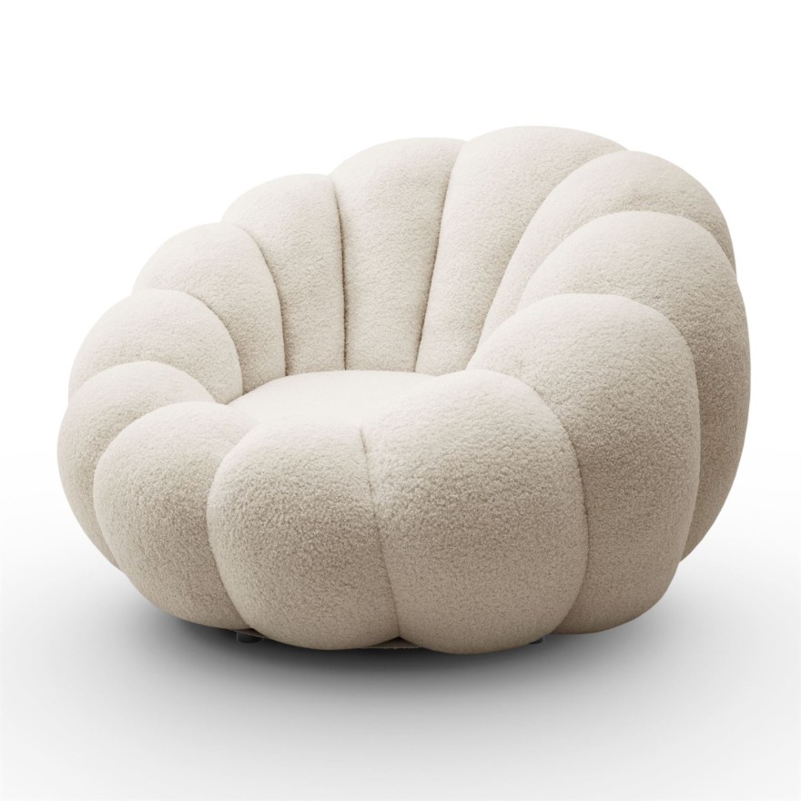 Fotel obrotowy FLUFFY z podnóżkiem