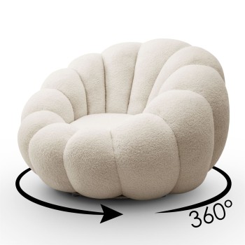 Fotel obrotowy FLUFFY z podnóżkiem