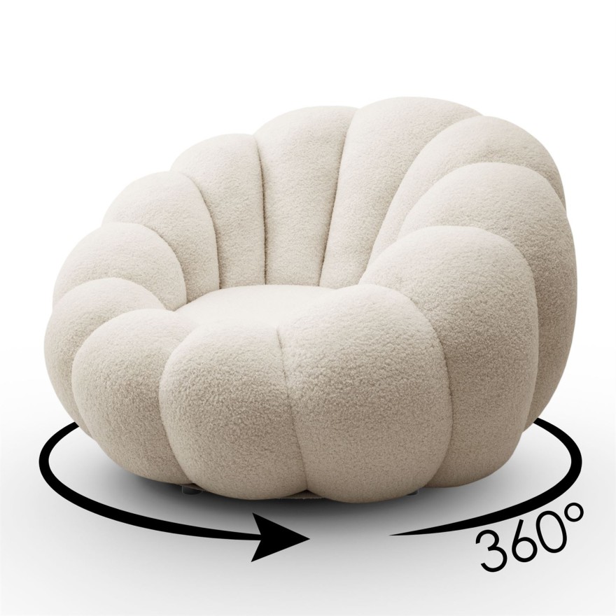 Fotel obrotowy FLUFFY z podnóżkiem